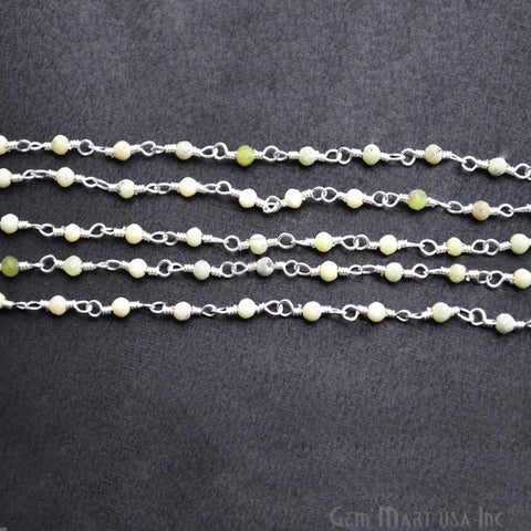Green Opal Silver Plated Wire Wrapped Gemstone Beads Rosary Chain (763951382575)