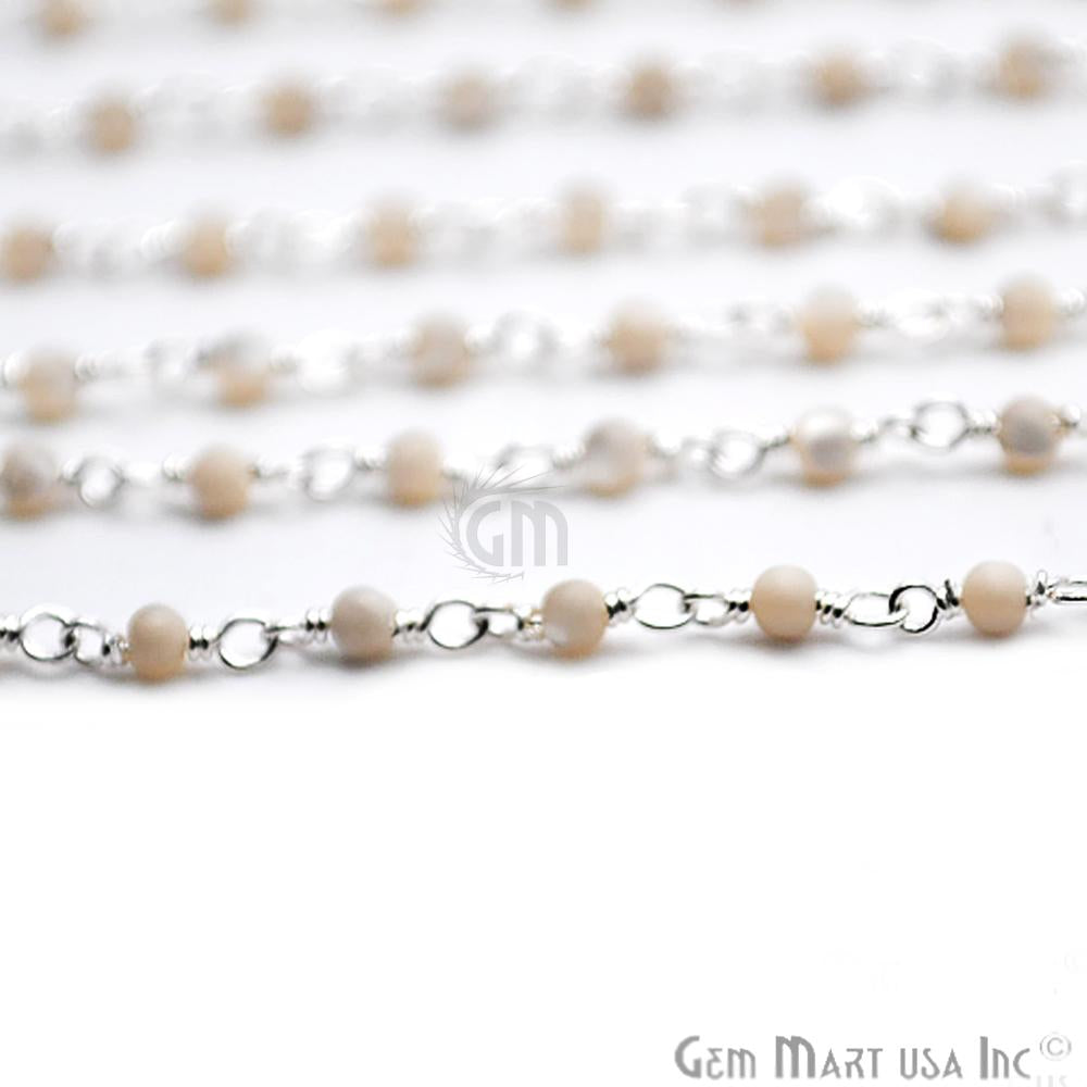 Mother Of Pearl Silver Plated Wire Wrapped Gemstone Beads Rosary Chain (763952922671)