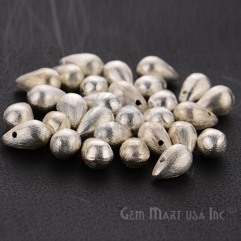 10pc Lot Of 7x12mm Pears Drops Shape Silver Plated Large Spacer Beads - GemMartUSA