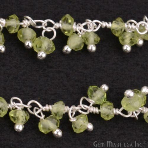 Peridot Faceted Beads Silver Plated Cluster Dangle Rosary Chain (764235382831)