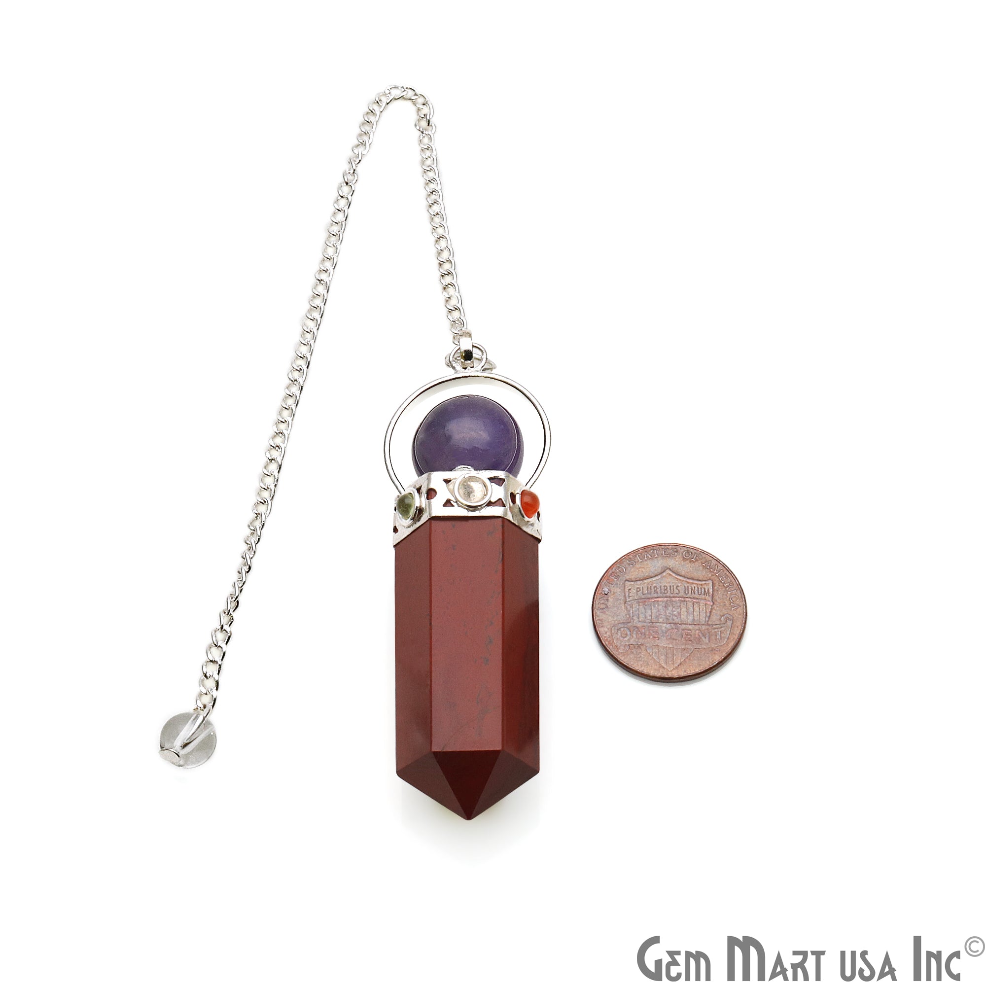 Gemstone Pencil Point Pendulum Pendant 49x15MM (Pick Your Gemstone) - GemMartUSA
