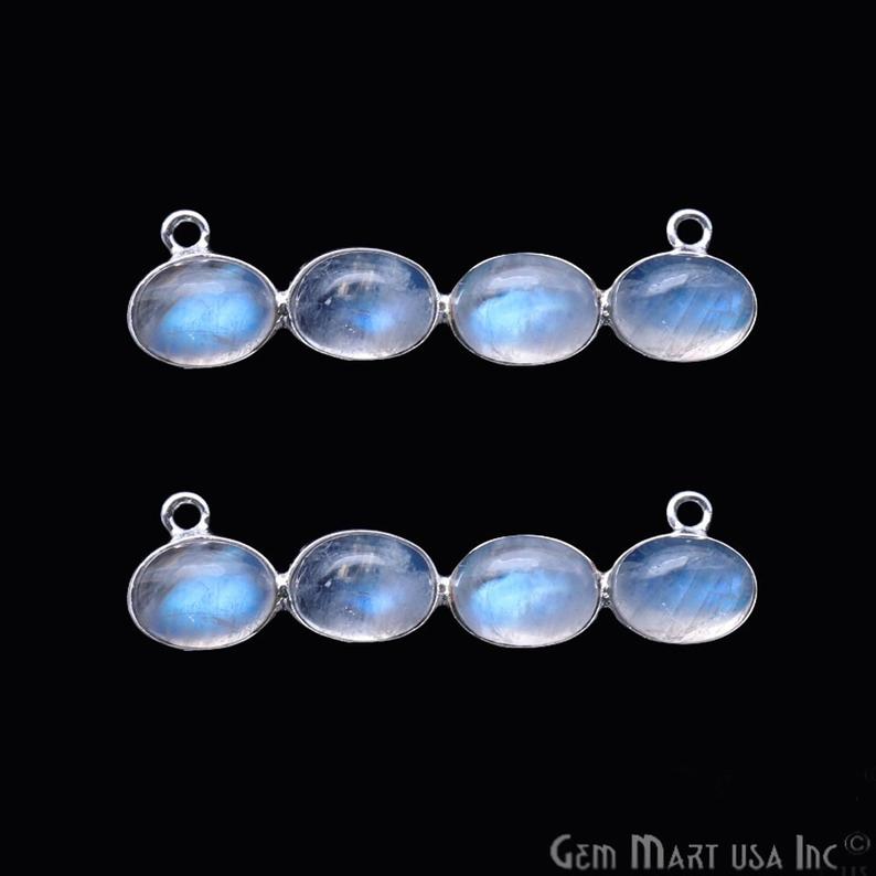 DIY Rainbow Moonstone 40x11mm Silver Plated Chandelier Finding Component - GemMartUSA