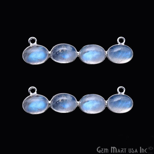 DIY Rainbow Moonstone 40x11mm Silver Plated Chandelier Finding Component - GemMartUSA