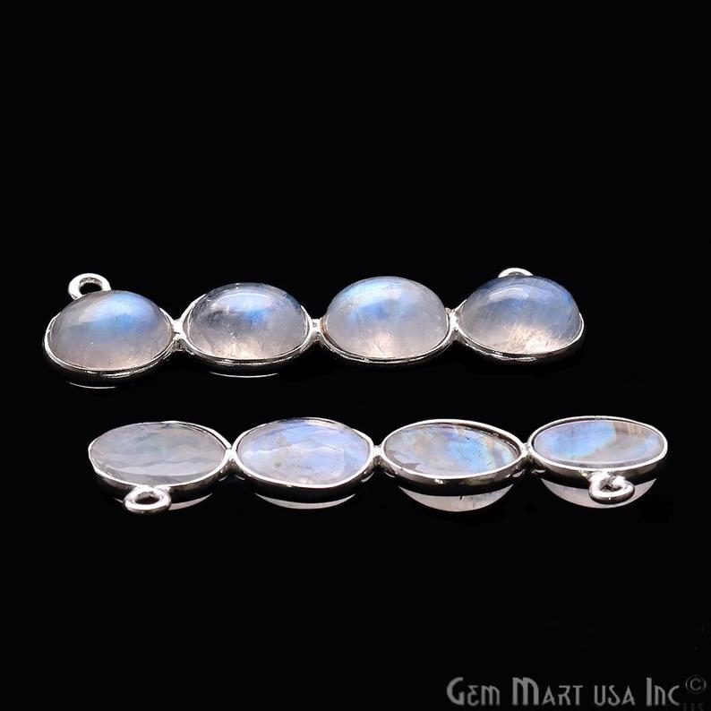 DIY Rainbow Moonstone 40x11mm Silver Plated Chandelier Finding Component - GemMartUSA