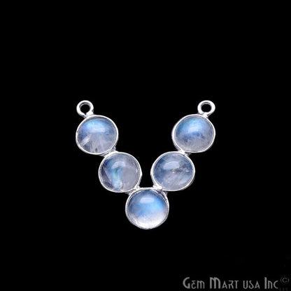 DIY Rainbow Moonstone 24x23mm V-Shape Silver Plated Chandelier Component - GemMartUSA