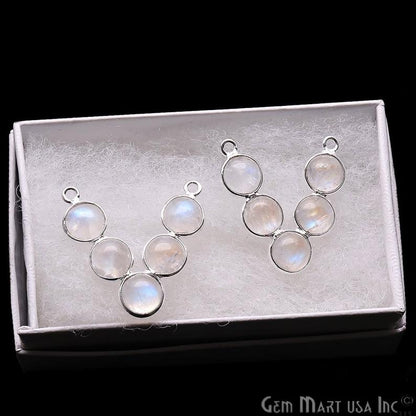 DIY Rainbow Moonstone 24x23mm V-Shape Silver Plated Chandelier Component - GemMartUSA