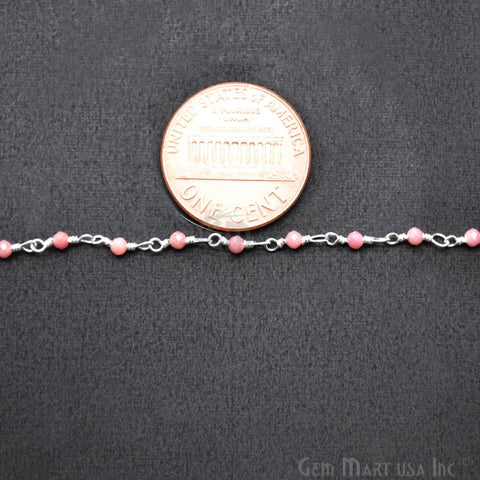 Rhodochrosite Silver Plated Wire Wrapped Gemstone Beads Rosary Chain (763974647855)