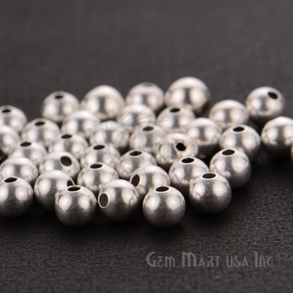 10pc Lot Ball Finding 6mm Silver Plated Round Smooth Round Beads - GemMartUSA