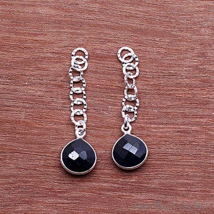 Heart Shape 10mm Silver Plated Gemstone Dangle Connector - 1pc