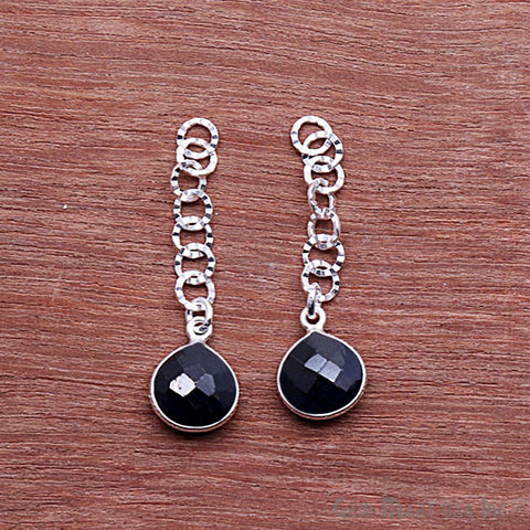 Heart Shape 10mm Silver Plated Gemstone Dangle Connector - 1pc