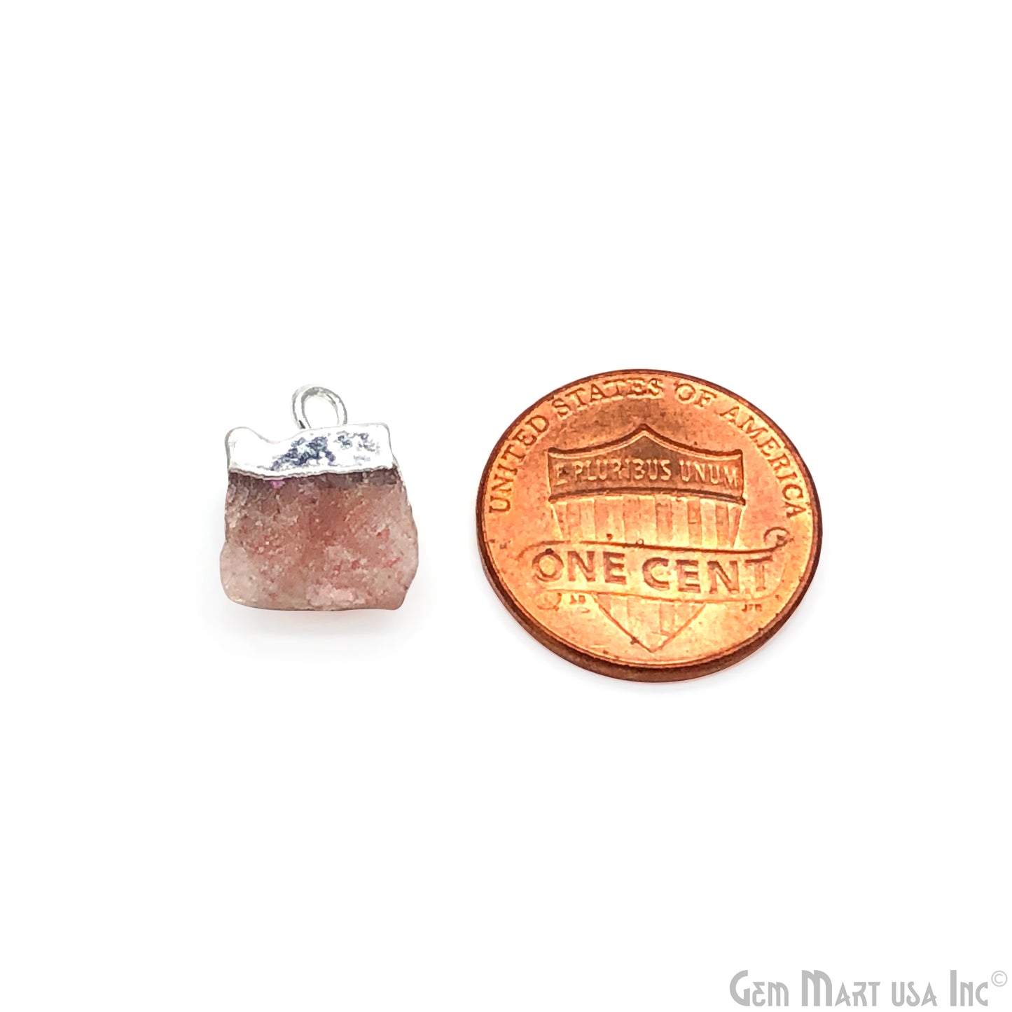 Sunstone Gemstone 15x10mm Organic Silver Edged Single Bail Connector