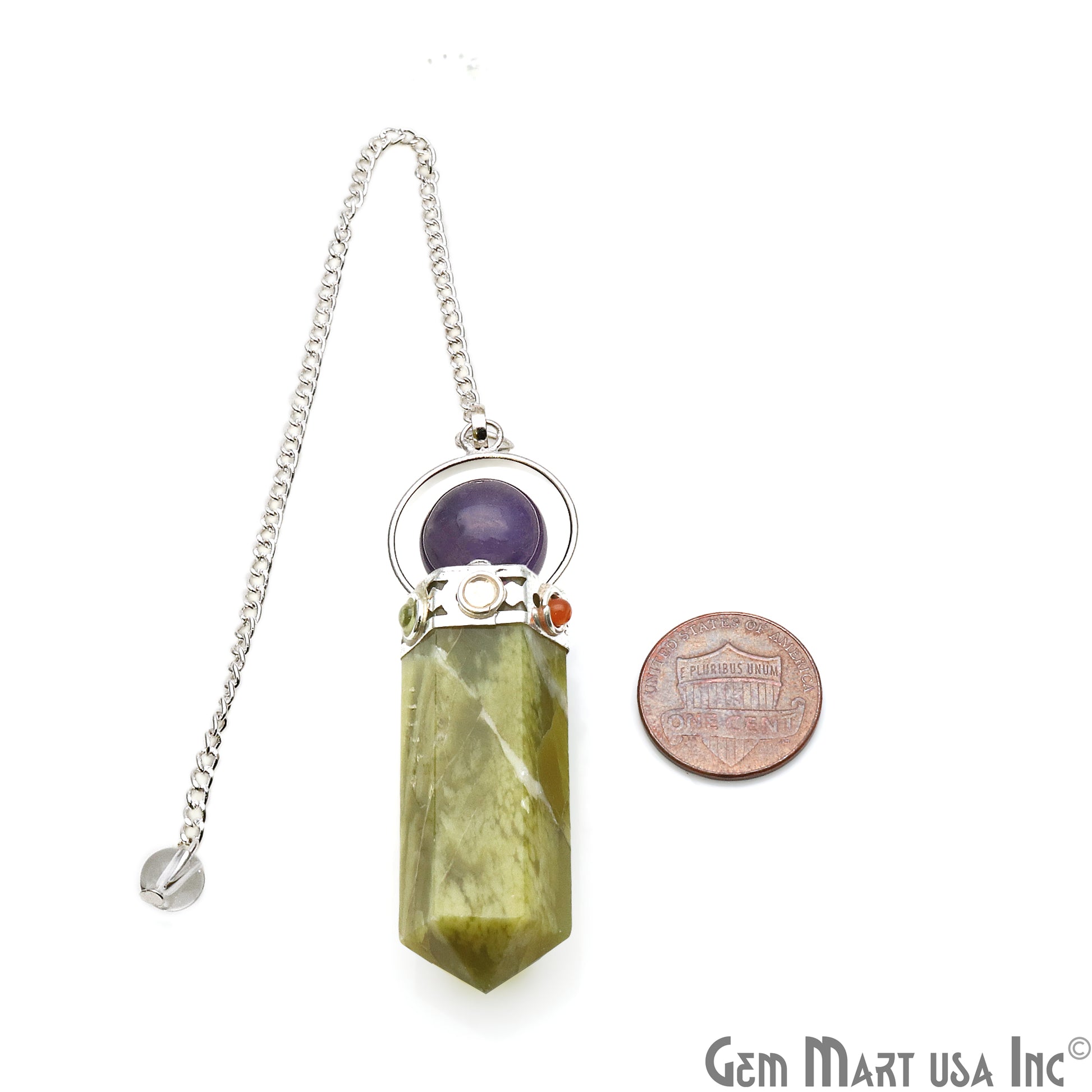 Gemstone Pencil Point Pendulum Pendant 49x15MM (Pick Your Gemstone) - GemMartUSA