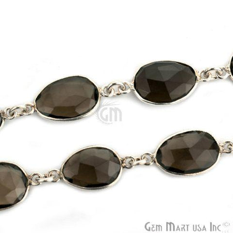 Smokey Topaz 10mm Mix Shapes Silver Bezel Continuous Connector Chain