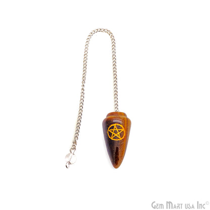 Gemstone Healing Pendulum Pendant, 42x20mm Healing Gemstone With Reiki Symbols Pendulum