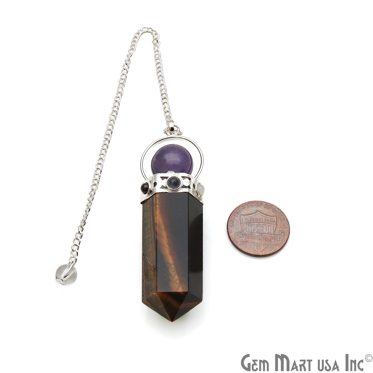 Gemstone Pencil Point Pendulum Pendant 49x15MM (Pick Your Gemstone) - GemMartUSA