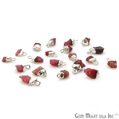 Pink Tourmaline 11x5mm Silver Electroplated Gemstone Connector