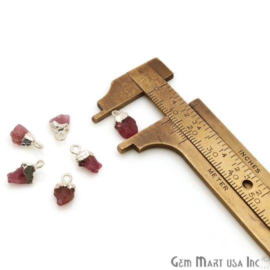 Pink Tourmaline 11x5mm Rose Gold Electroplated Gemstone Connector
