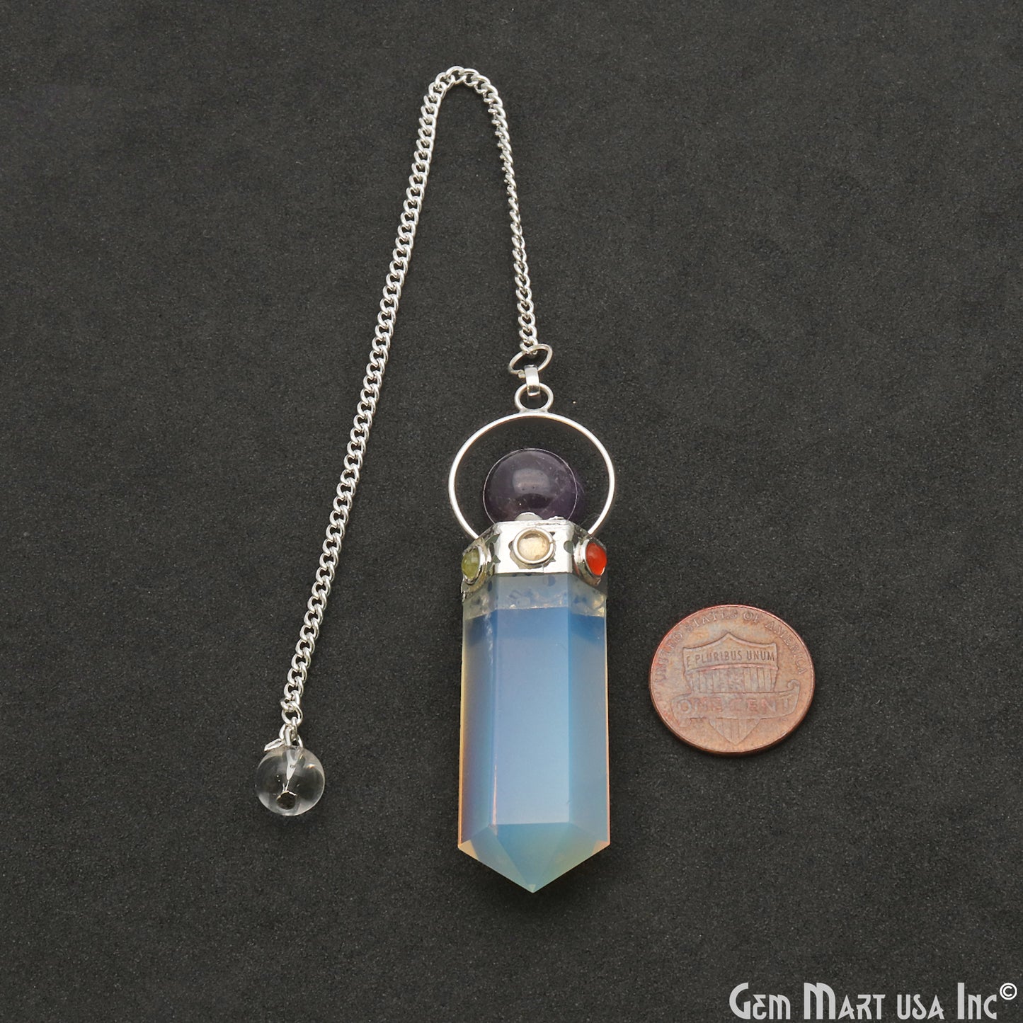 Gemstone Pencil Point Pendulum Pendant 49x15MM (Pick Your Gemstone) - GemMartUSA