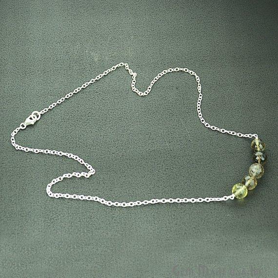 Faceted Gemstone Bead Charm 18 Inch Long Necklace Chain (Pick your Gemstone) - GemMartUSA