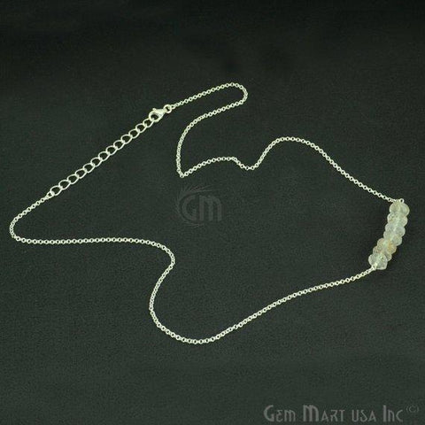 Faceted Gemstone Bead Bar Necklace Chain (Pick your Gemstone, Plating) - GemMartUSA