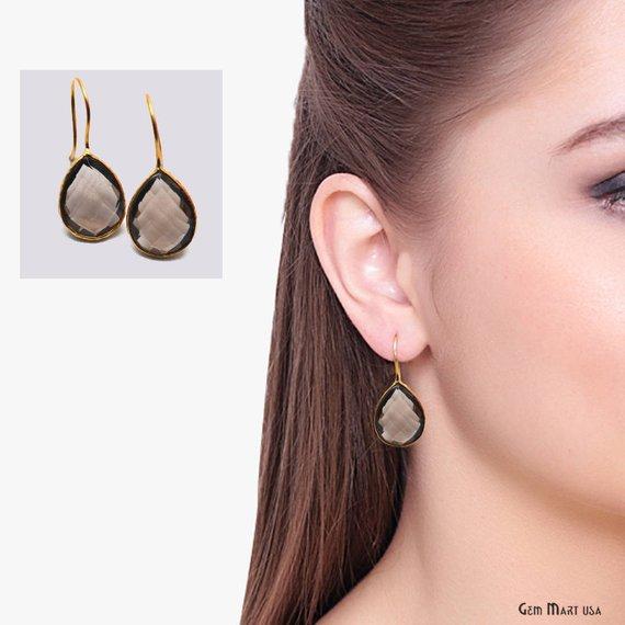 Pear 17x13mm Gold Gemstone Hook Earrings 1 Pair (Pick your Gemstone) - GemMartUSA