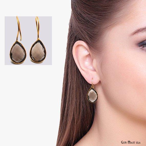 Pear 10x14mm Gemstone Gold Hook Earrings 1 Pair (Pick your Gemstone) - GemMartUSA