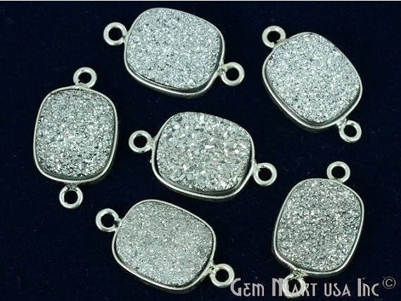 Titanium Druzy 9x11mm Octagon Bezel Connector (Pick Color, Bail, Plating) - GemMartUSA