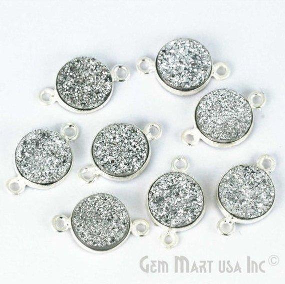 Titanium Druzy 10mm Round Bezel Connector (Pick Color, Bail, Plating) - GemMartUSA