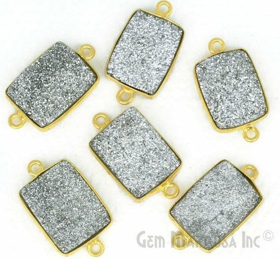 Titanium Druzy 12x16mm Bugget Gold Bail Bezel Gemstone Connector (Pick Your Color) - GemMartUSA