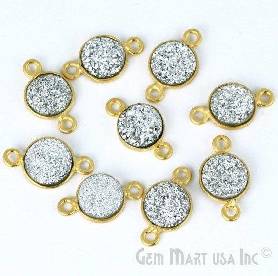 Titanium Druzy 8mm Round Bezel Connector (Pick Color, Bail, Plating) - GemMartUSA