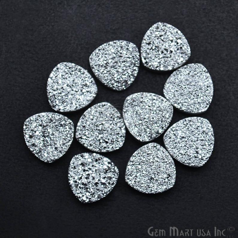 Plain Druzy 14mm Heart Shape Loose Cabochon (Pick Your Color) - GemMartUSA