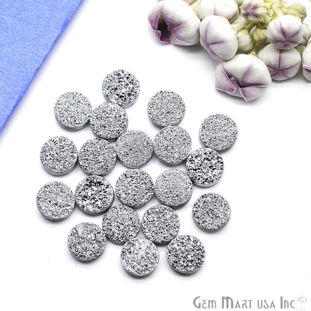 Plain Druzy 10mm Round Shape Loose Cabochon (Pick Your Color) - GemMartUSA