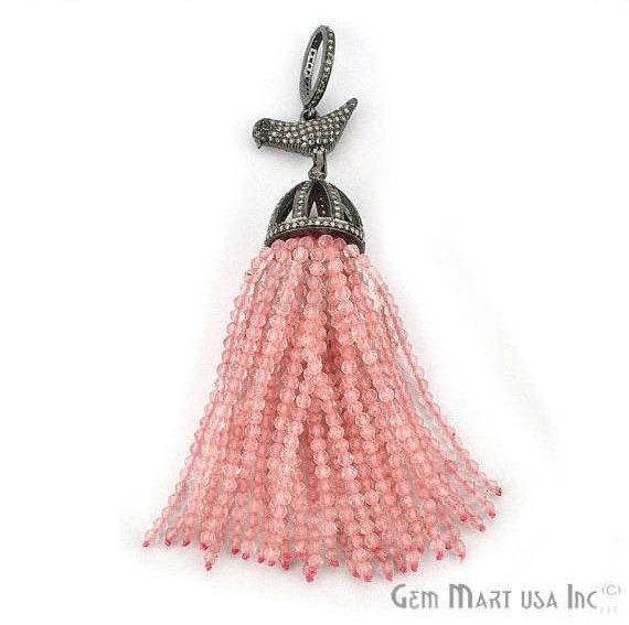 Black Plated Diamond Cap Tassel Dangle Pendant (TP) - GemMartUSA