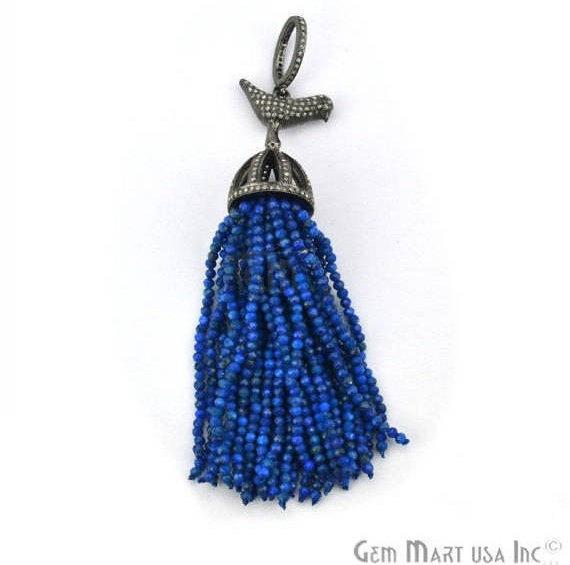 Black Plated Diamond Cap Tassel Dangle Pendant (TP) - GemMartUSA