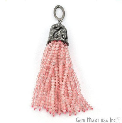 Black Plated Diamond Cap Tassel Dangle Pendant (TP) - GemMartUSA