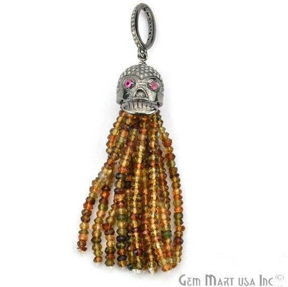 Black Plated Diamond Cap Tassel Dangle Pendant (TP) - GemMartUSA