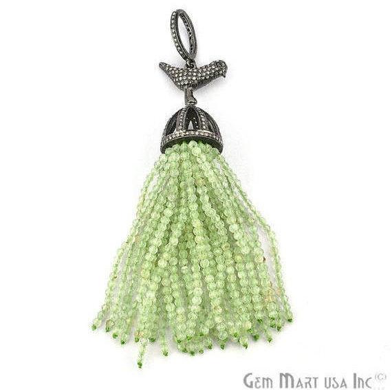 Black Plated Diamond Cap Tassel Dangle Pendant (TP) - GemMartUSA