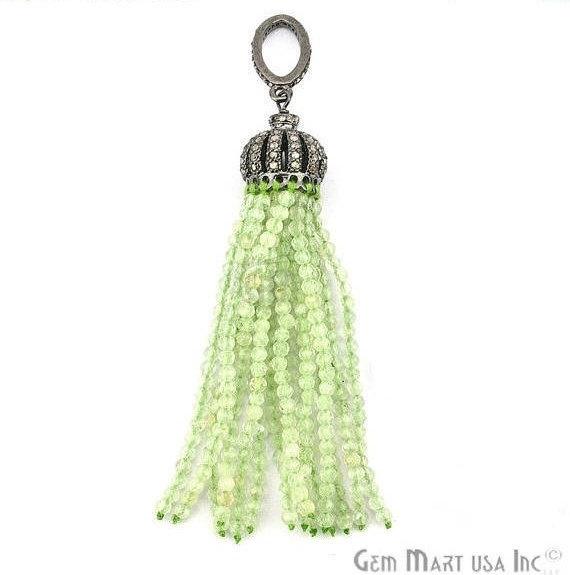 Black Plated Diamond Cap Tassel Dangle Pendant (TP) - GemMartUSA