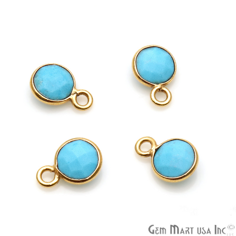 Turquoise 6mm Round Gold Plated Single Bail Gemstone Connector