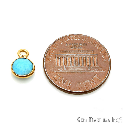 Turquoise 6mm Round Gold Plated Single Bail Gemstone Connector