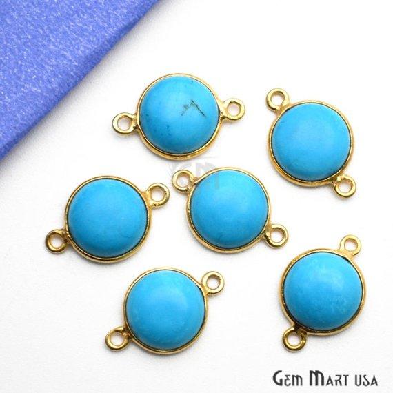 Round 10mm Cabochon Gold Plated Double Bail Tiny Gemstone Connectors