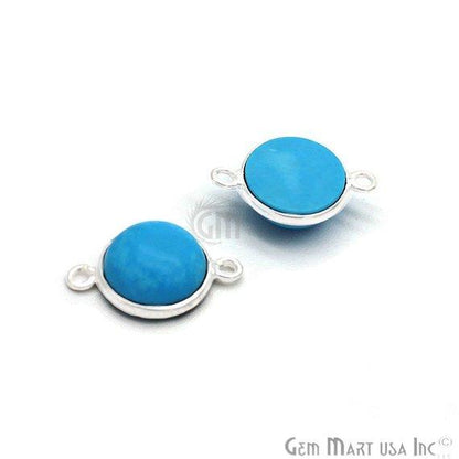 Round Shape 10mm Gemstone Cabochon Connector (Pick Your Gemstone,Plating,Bail) - GemMartUSA