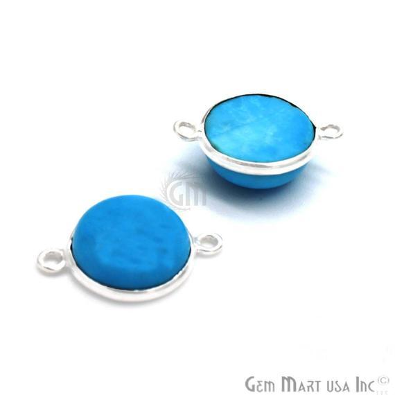 Round Shape 12mm Gemstone Cabochon Connector (Pick Your Gemstone,Plating,Bail) - GemMartUSA