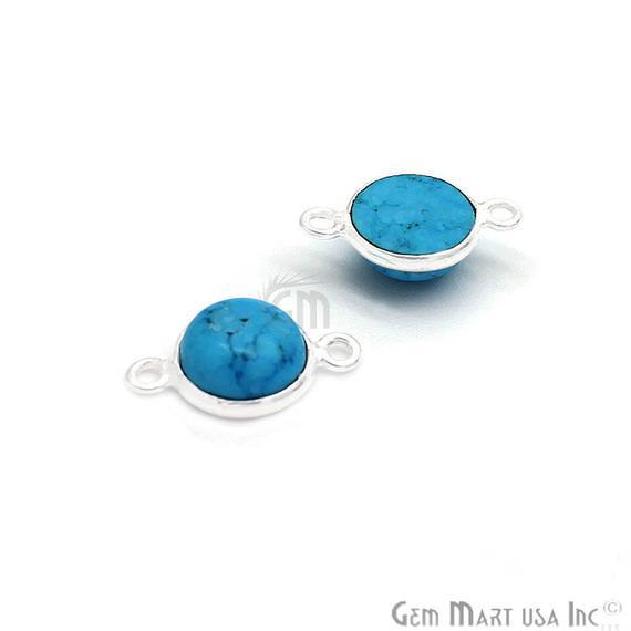 Round Shape 8mm Gemstone Cabochon Connector (Pick Your Gemstone,Plating,Bail) - GemMartUSA