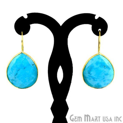 Gold Plated Pears Shape 21x26mm Gemstone Dangle Hook Earring Choose Your Style (90010-1) - GemMartUSA