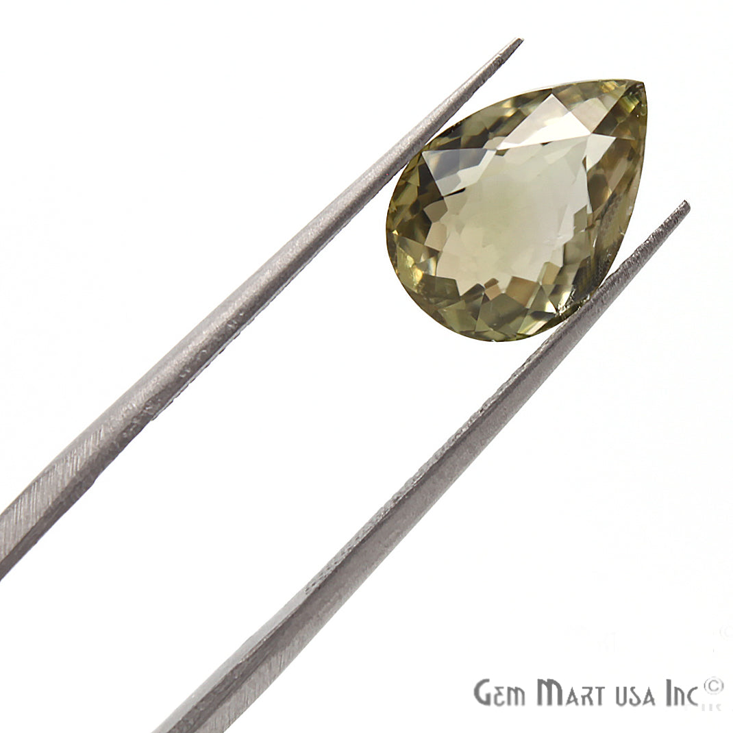 Olive Green Tourmaline Faceted Pear Loose Gemstone 4.80 Cts, Clarity VS-SI - GemMartUSA