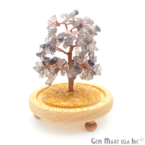 Grey Chalcedony Handcrafted Tree Of Life, Glass Box Enclosed Tree, Home decor, Crystal encrusted Tree, Healing Gemstones, Ornamental Decoration - GemMartUSA