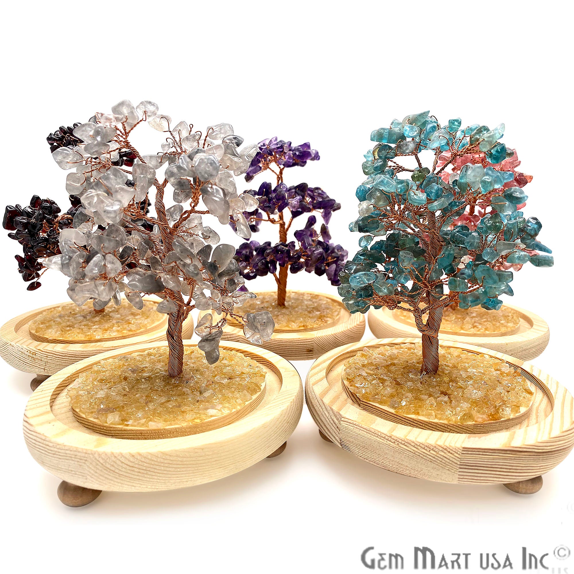 Multi-Tourmaline Handcrafted Tree Of Life, Glass Box Enclosed Tree, Home decor, Crystal encrusted Tree, Healing Gemstones, Ornamental Decoration - GemMartUSA