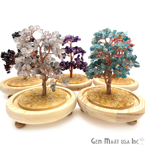 Rose Quartz Handcrafted Tree Of Life, Glass Box Enclosed Tree, Home decor, Crystal encrusted Tree, Healing Gemstones, Ornamental Decoration - GemMartUSA