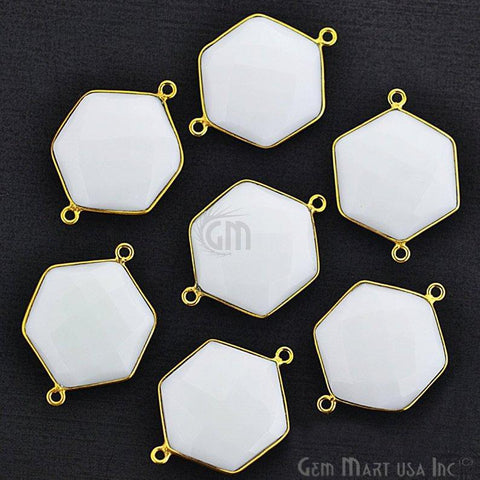 Clearance Sale Hexagon 21x29mm Double Bail Bezel Gemstone Connector